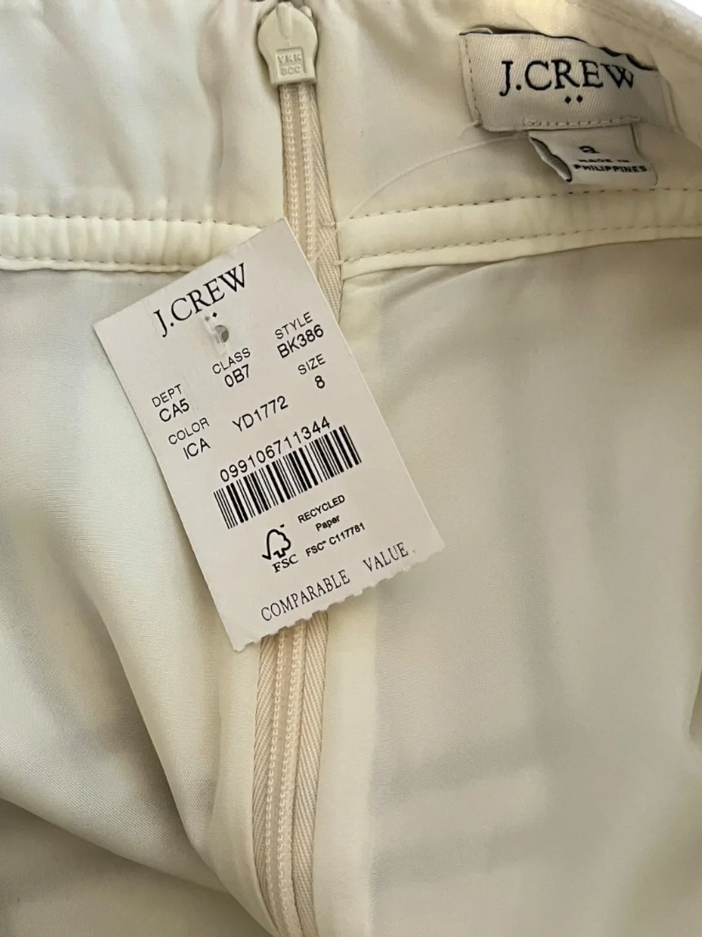 J.Crew Ivory Tan Windowpane Plaid Wool Blend Mini Skirt – Size 8